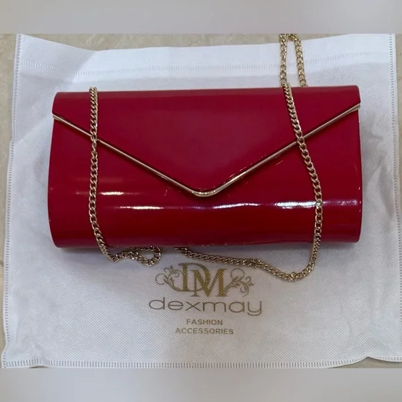 DEXMAY patent leather envelope clutch purse shinny candy foldover evening bag - Picture 11 of 13